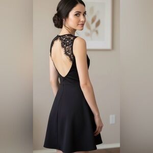 LULU’S  MINI Black A-Line Dress Round Neckline Sleeveless Open Back Size Small